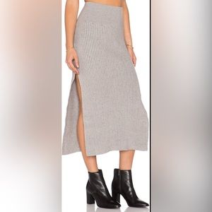 Free People Felix Rib Maxi Skirt in Light Grey XS